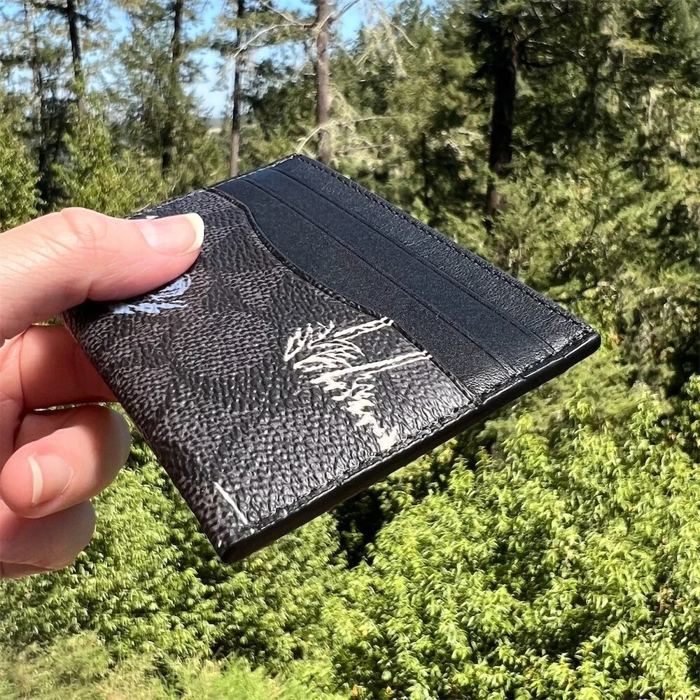 COACH Slim ID Card Holder Card Case Signature Canvas Surfer Print Authentic NWT